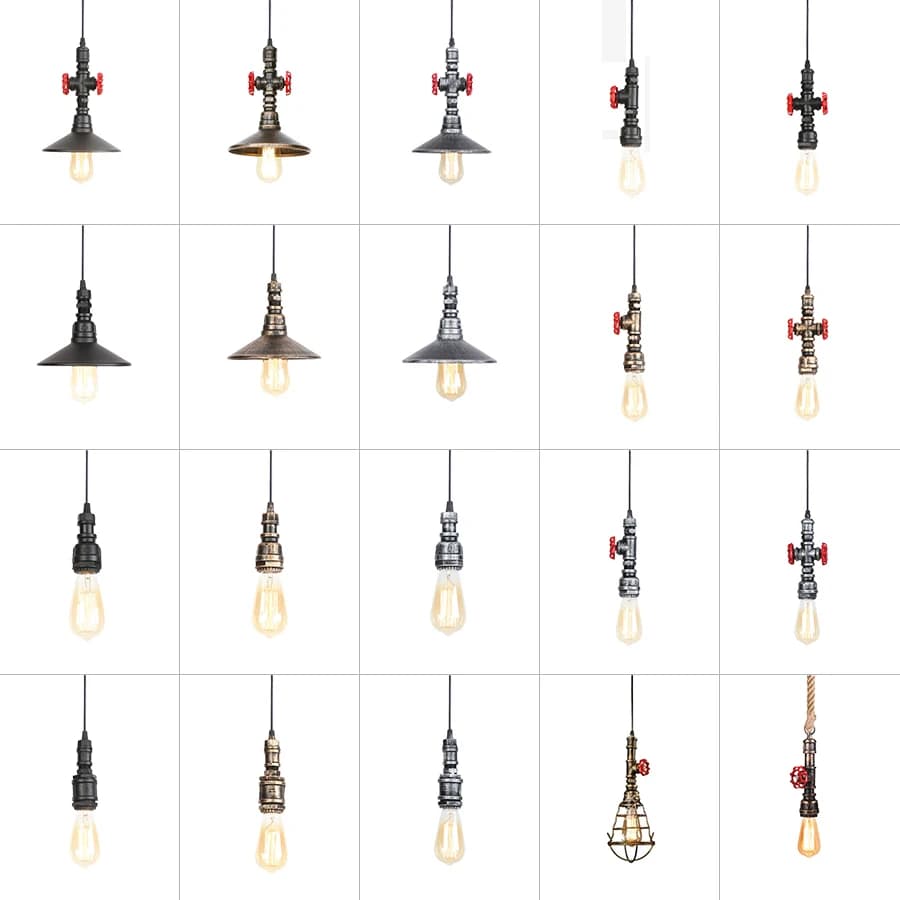 Industriel vapeur Punk fer tuyau d'eau pendentif lumières support rétro Loft intérieur maison Bar plafond suspension lampe ombre Lustres