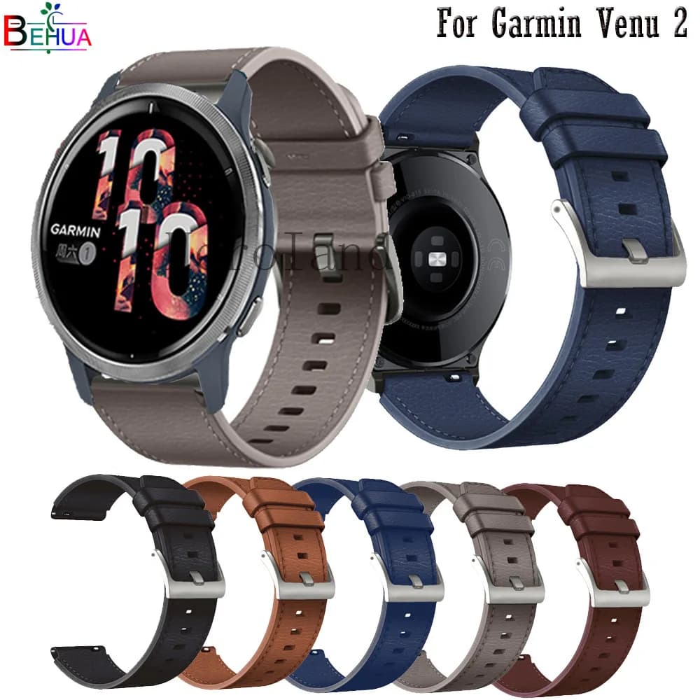 Bracelet de montre en cuir véritable, 22mm, pour Garmin venus 2, Original, à reloques rapides, pour Garmin Vivoactive 4, ceinture, nouveau