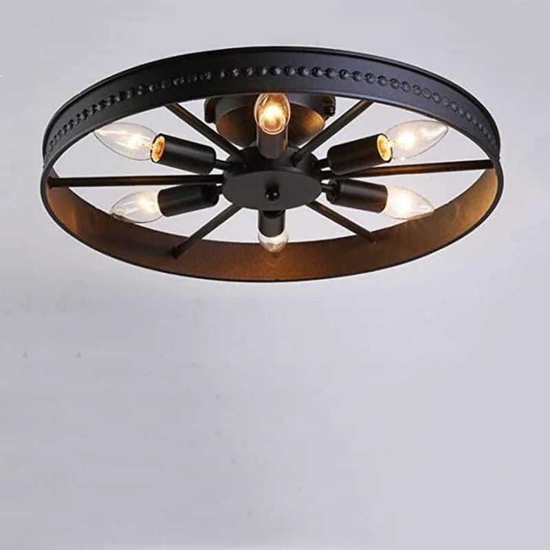 Plafonnier rond en fer au Design industriel rétro américain, luminaire décoratif de plafond, idéal pour une chambre à coucher, une salle à manger ou un bureau, E14, un salon ou un salon
