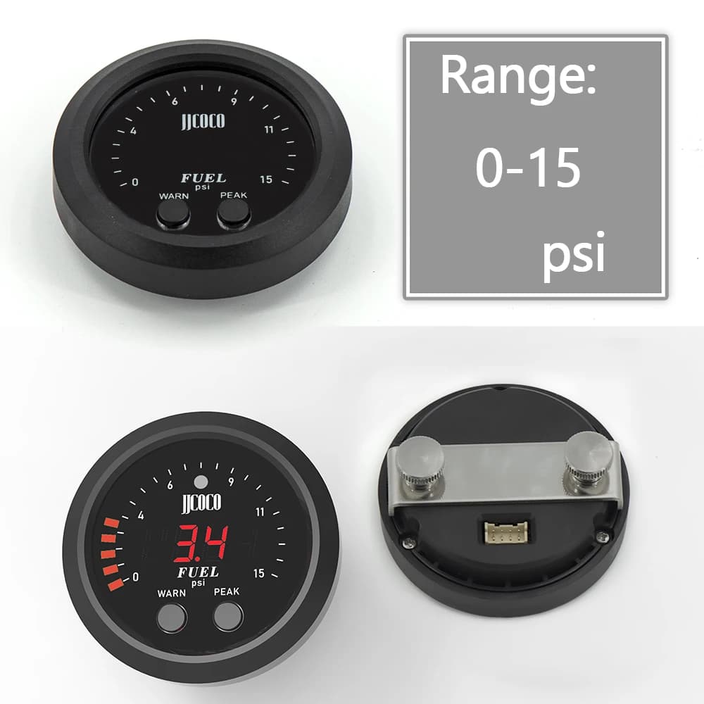 Manomètre électronique Ultra-fin universel 12v/24v, avec capteur 1/8 npt, compteur de pression d'huile, affichage rouge numérique 0-15psi