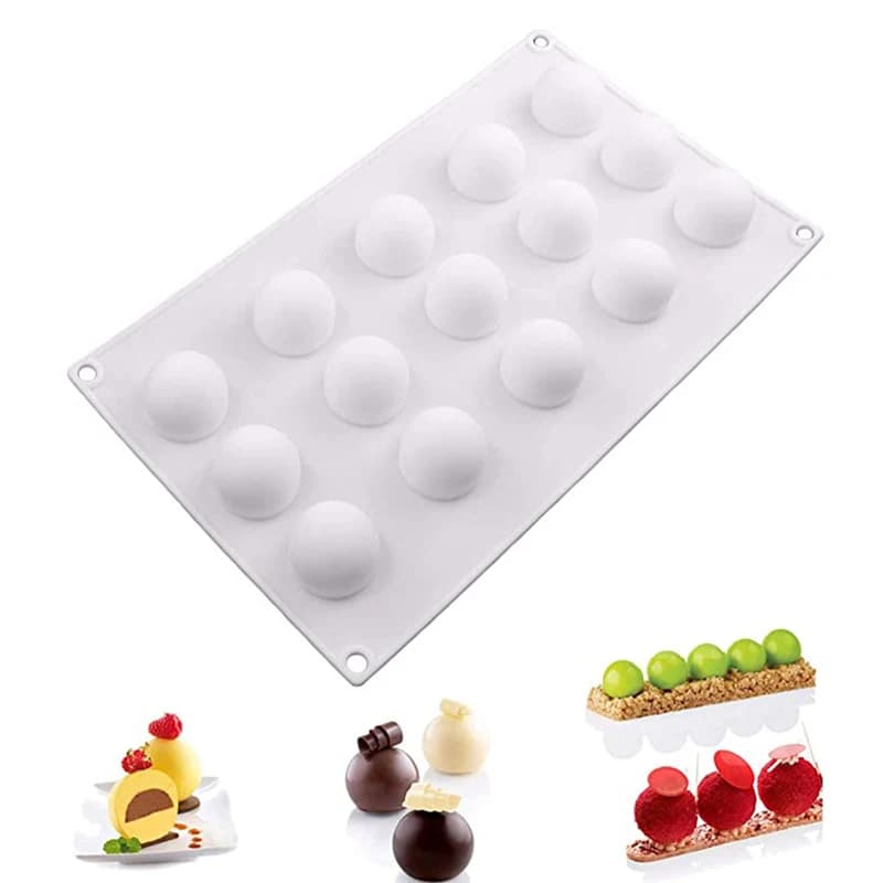 Moule rond en silicone à 15 cavités, sphère, pour gâteau mousse, chocolat, truffe, boule 3D, bonbons, Chi, outils de décoration
