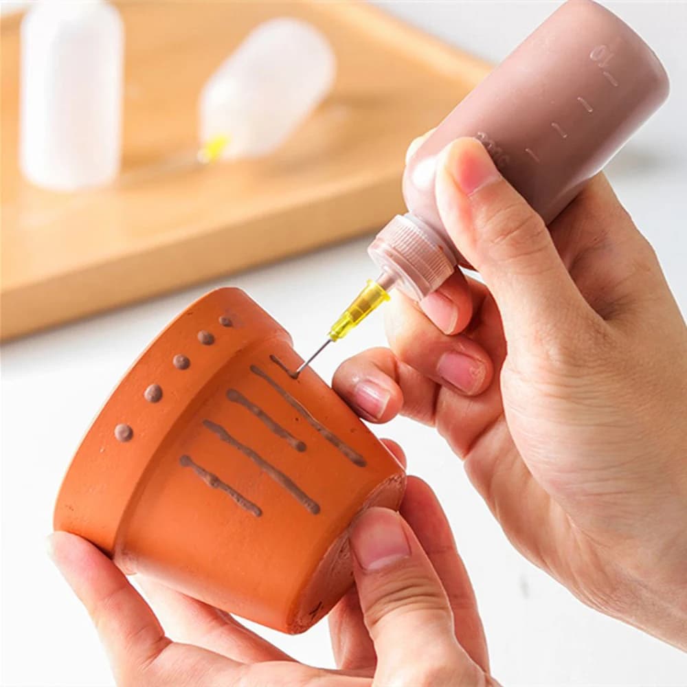 Bouteille d'argile à presser en céramique de 50ml, pointe multi-aiguilles, effet de Texture, décoration créative en argile, outil de peinture de poterie à faire soi-même