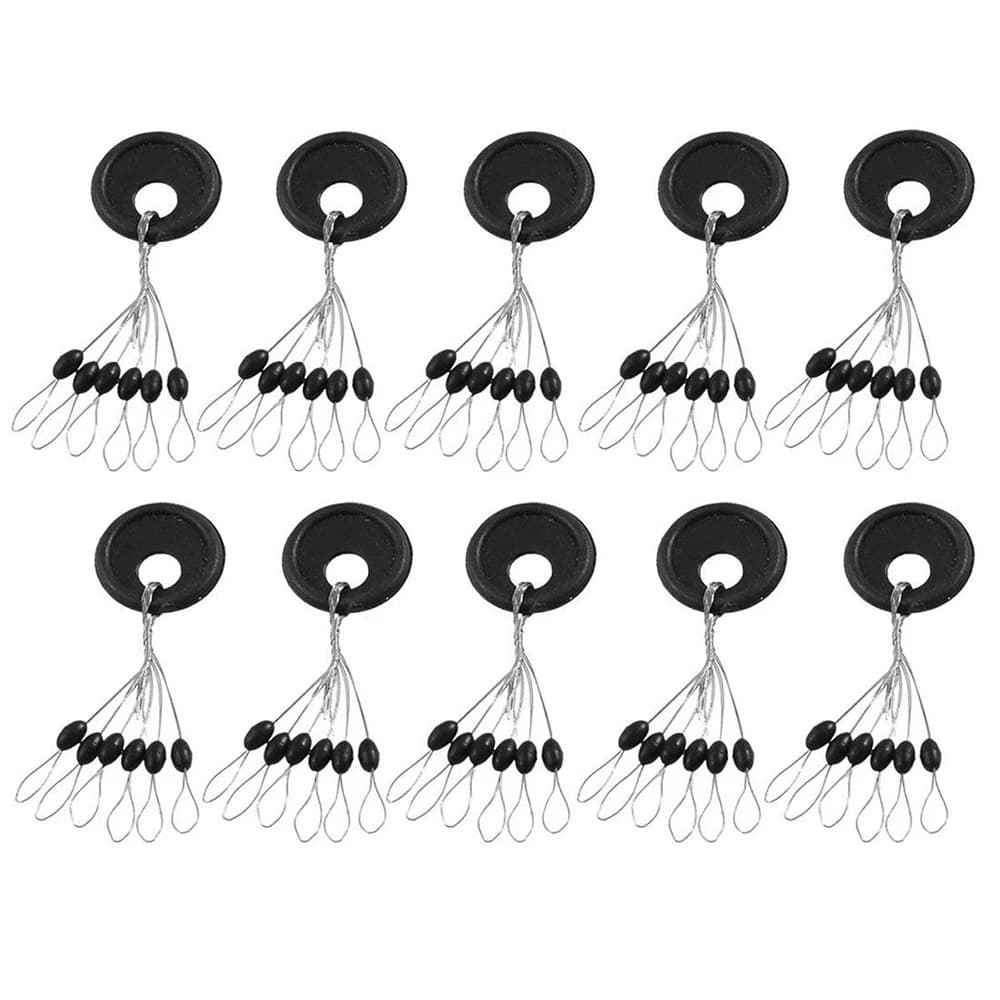 Lot de 10 flotteurs de pêche en caoutchouc noir, taille S M L, 60 pièces, ensemble de 10 pièces