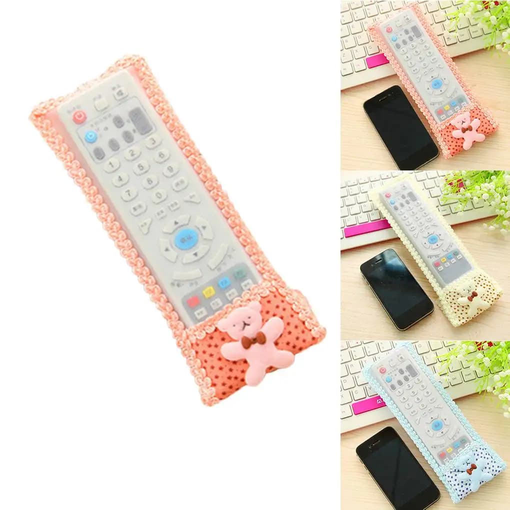 Juste de Protection en Tissu Dentelle pour Télécommande de Climatiseur TV, Design Petit Ours, S/M/L