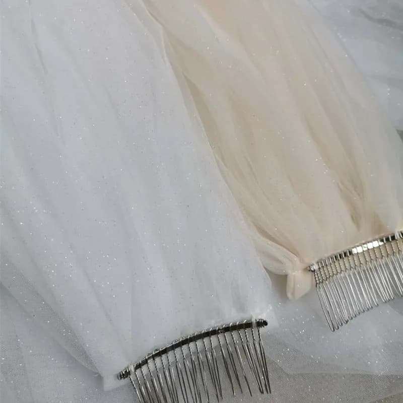 Voile de mariage en tulle à deux couches Bling Bling, voile de mariée en maille avec peigne, long, paillettes brillantes, accessoires de mariage, luxe, 3.5m