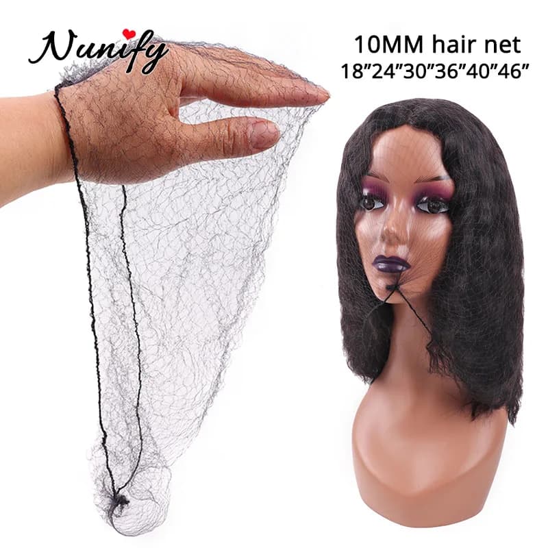 Nunify noir 100 pièces filets à cheveux Invisible bord élastique maille accessoires de déguisement paquets de cheveux perruques fermeture frontale filets à cheveux