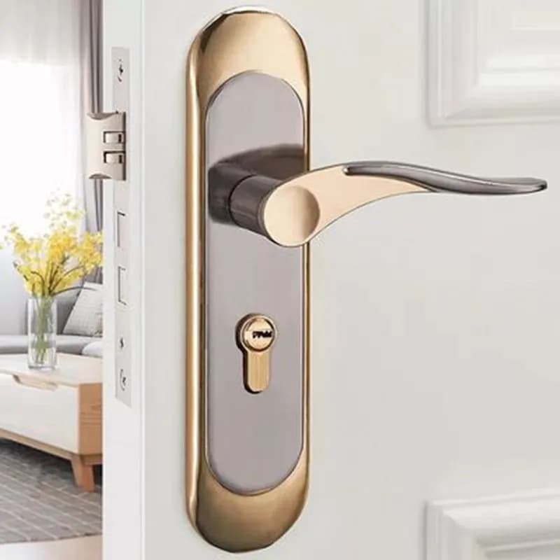 Serrure de porte intérieure silencieuse en aluminium durable, déverrouillage à clé pour la sécurité à domicile, antivol, porte intérieure, chambre, salon, cuisine
