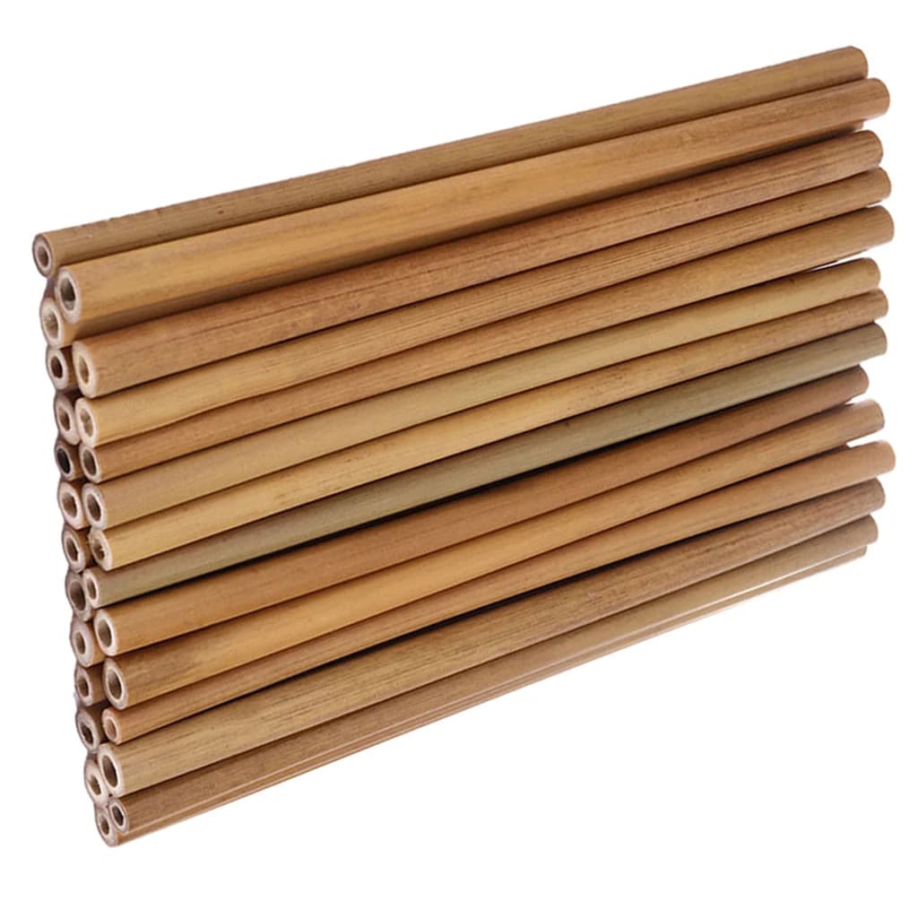 Tube creux en bois réutilisable en paille de bambou, artisanat d'art, bricolage à la maison, cuisine, 30 pièces