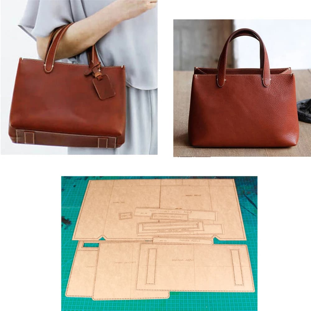 Modèle de couture en papier kraft pour femme, artisanat du cuir bricolage, sac à main, découpe, point de trou, version anglaise, 30x25x14cm, 500 g/m2