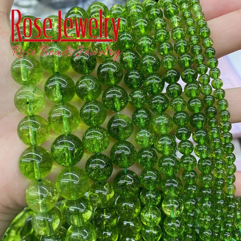 Peridot vert naturel cristal Quartz perles rondes perles en vrac 4 6 8 10 12 MM choisir la taille pour la fabrication de bijoux bracelet à bricoler soi-même 15 "brin