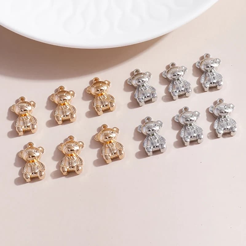 Lot de 20 breloques tendance en forme de petit cochon et d'ours pour la fabrication de bijoux, breloques animales en alliage pour boucles d'oreilles, pendentifs et accessoires de colliers