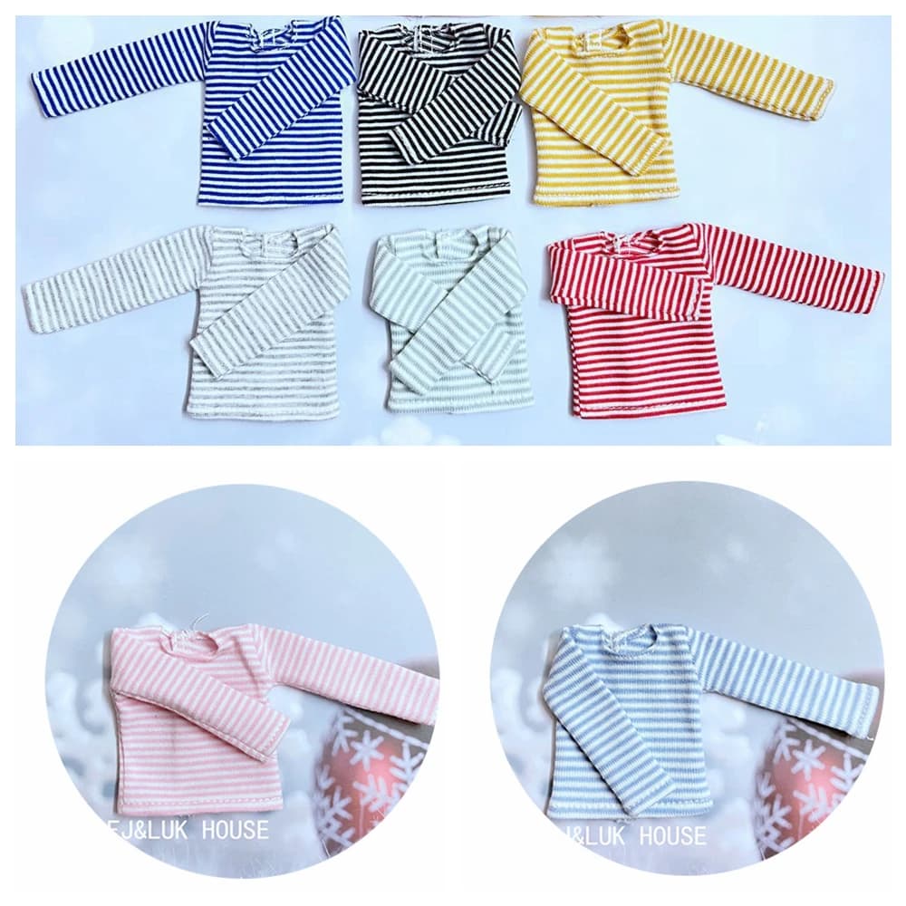 Nouvelles tenues Blyth, t-shirt en coton à rayures, chemise à manches longues pour poupées Pullip Blyth 1/6, accessoires vestimentaires