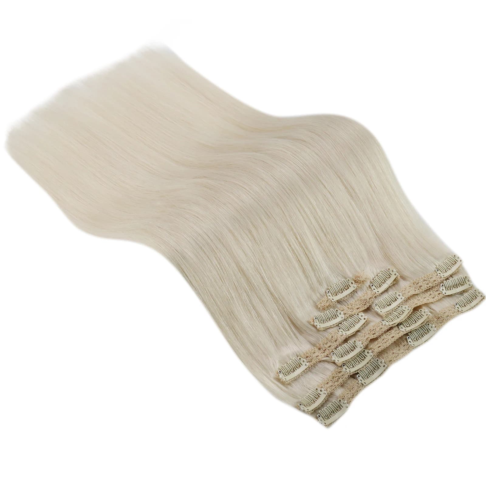 Extensions capillaires à clips VeSunny, cheveux humains, double trame, extensions Remy, 7 pièces, extensions à clips, cheveux brésiliens