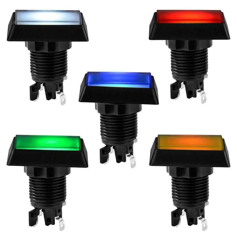 Lèvent poussoirs rectangulaires avec micro-interrupteur pour arcade, lampe lumineuse LED éclairée, lecteur de jeu vidéo, 5 documents, 30x50mm
