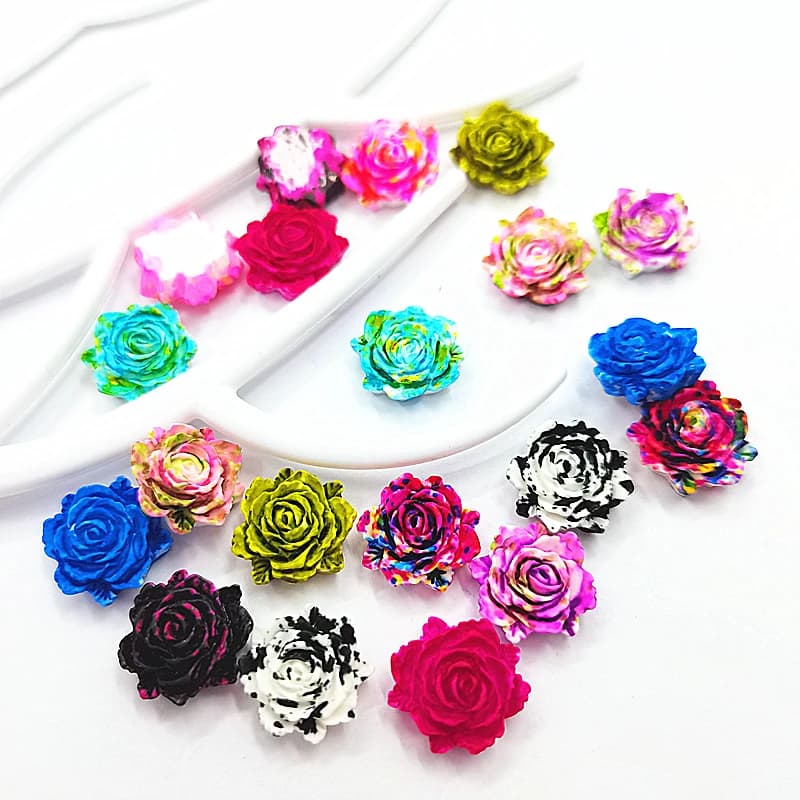 Cabochon en résine rose pour scrapbooking, 100 pièces, 14mm, fleurs décoratives, artisanat, à dos plat, accessoires de bricolage