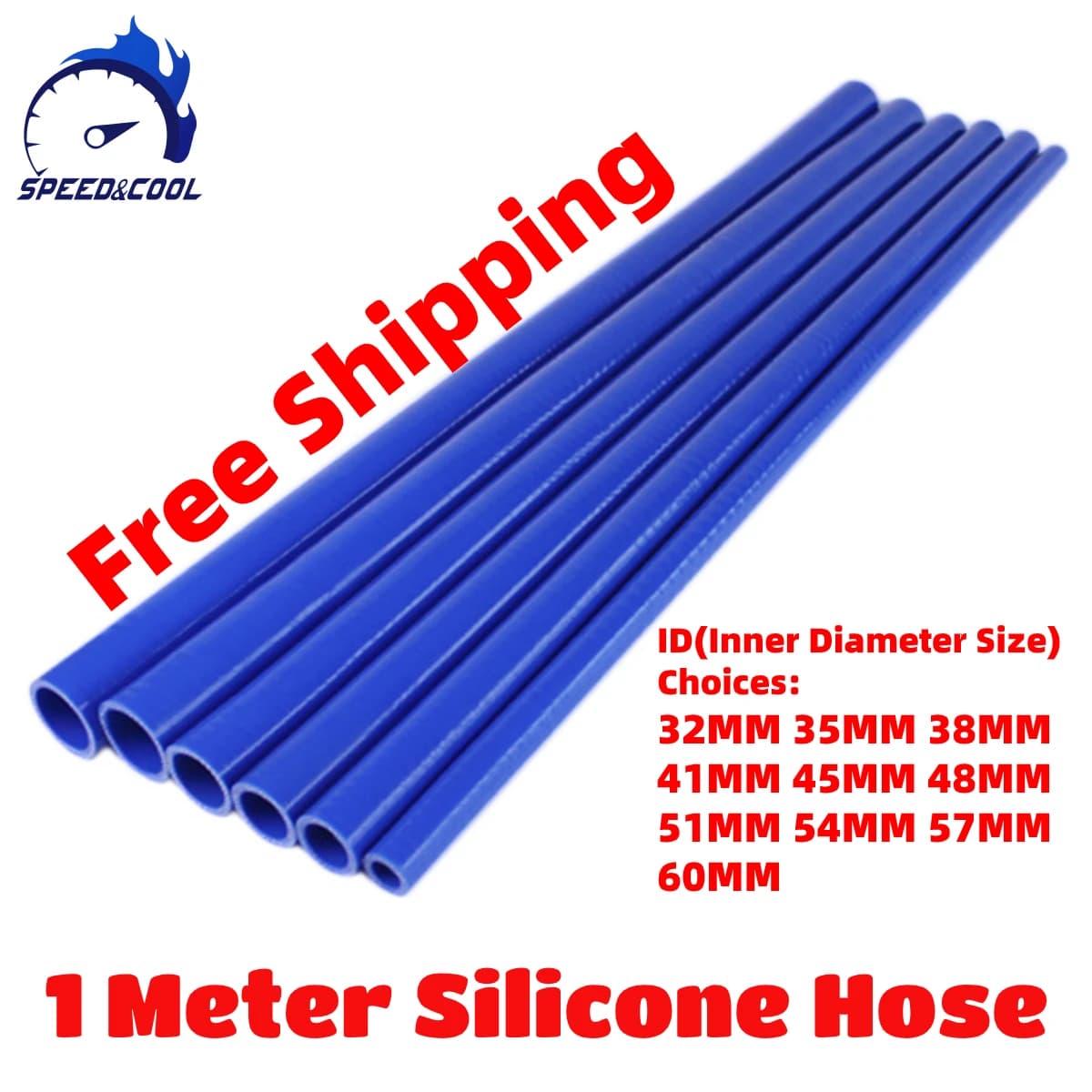 Tuyau de refroidissement intermédiaire en Silicone, 1 mètre de longueur, droit, ID 32MM 35MM 38MM 41MM 45MM 48MM 51MM 54MM 57MM 60MM