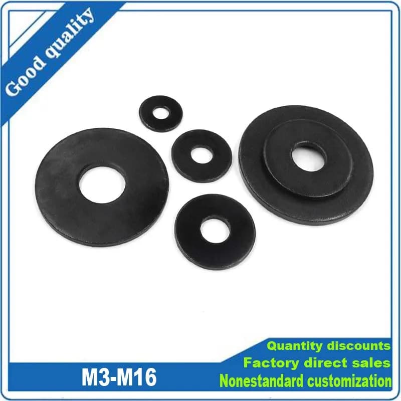 1-50pcs Non standard M3 M4 M5 M6 M8 M10 M12 M14 M16 acier au carbone noir grande taille surdimensionné grande rondelle plate plus large joint uni
