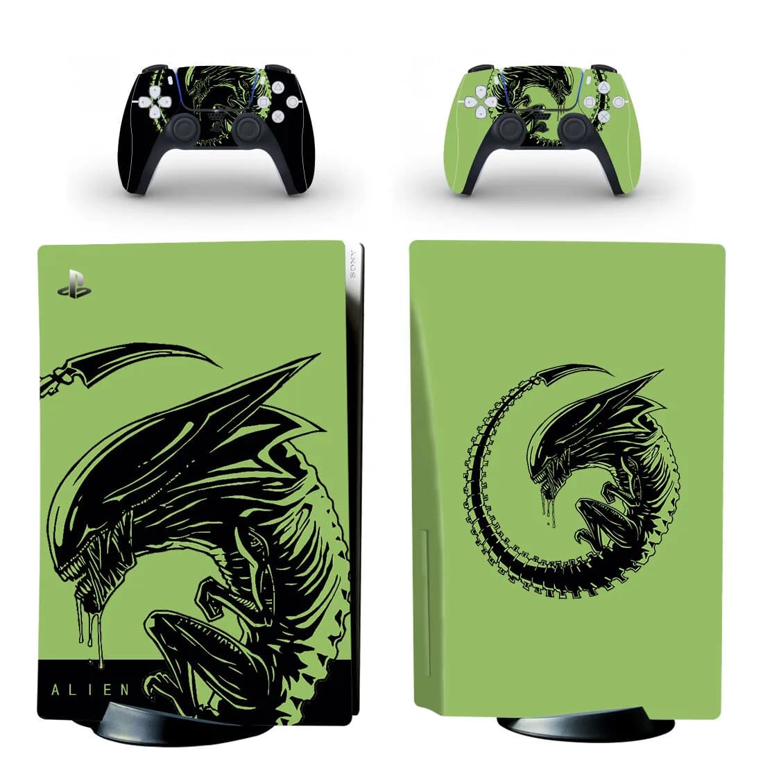 Autocollant de peau de disque Alien PS5 pour Console et 2 contrôleurs, autocollants de protection en vinyle