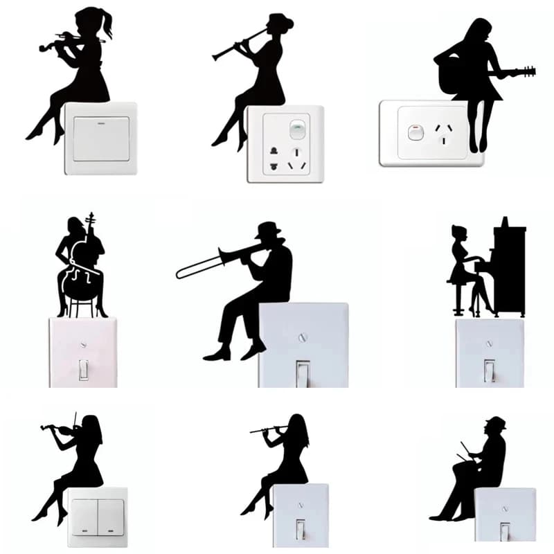 Autocollant mural en vinyle pour interrupteur, décoration de maison, pour cuisine, salle de bains, papier peint d'art imperméable