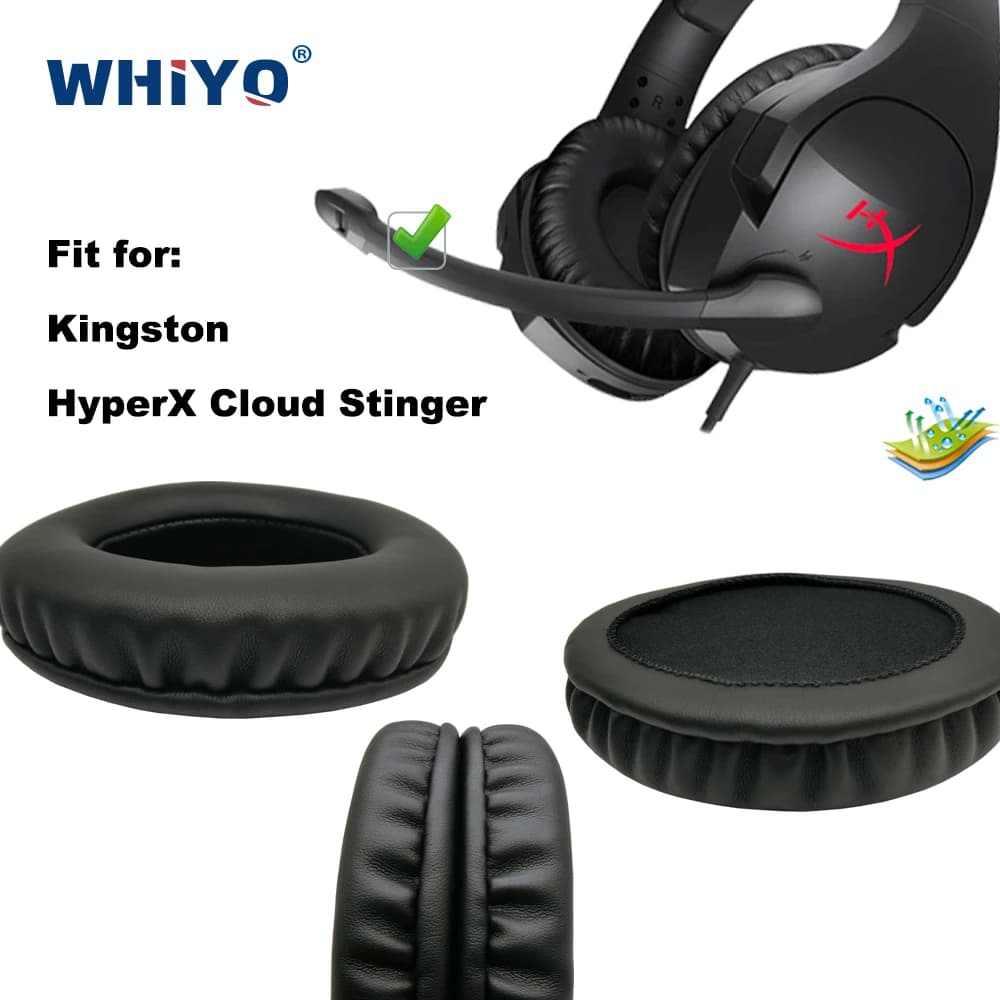 Coussinets d'oreille de remplacement pour Kingston HyperX Cloud Stinger, pièces de casque, coussin en cuir velours, housse de protection pour écouteurs