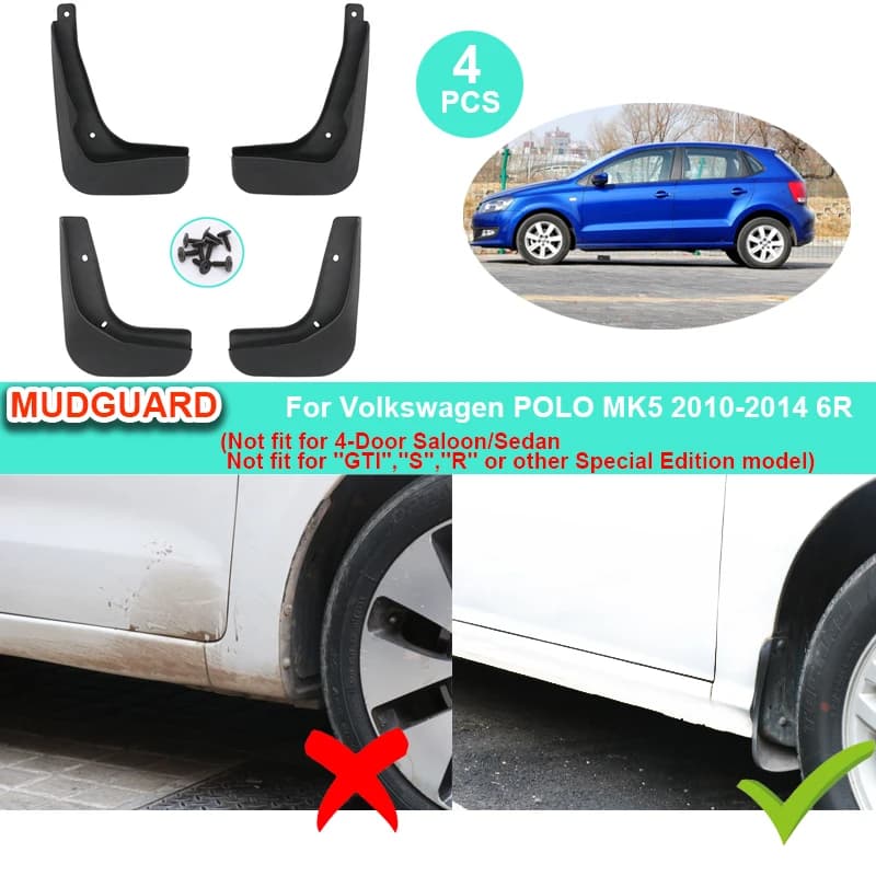 Garde-boue de voiture, 4 pièces, pour Volkswagen POLO MK5 2010 2011 2012 2013 6R, accessoires