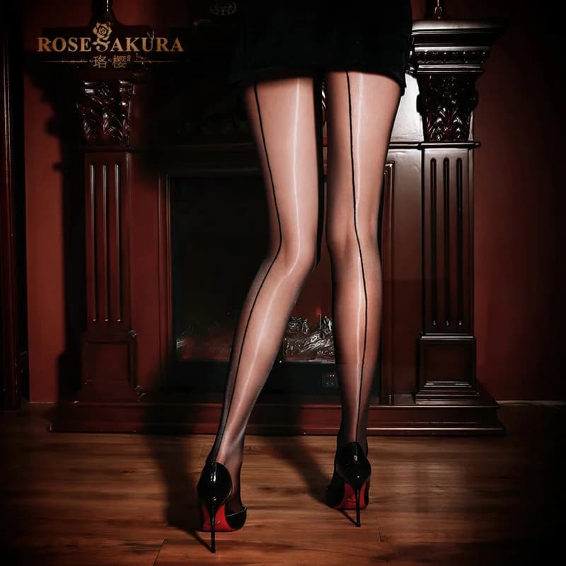 Aurora Sexy huile brillant couture bas pour femmes haute élastique ouvert entrejambe collants Clubwear couture avec couture arrière collants