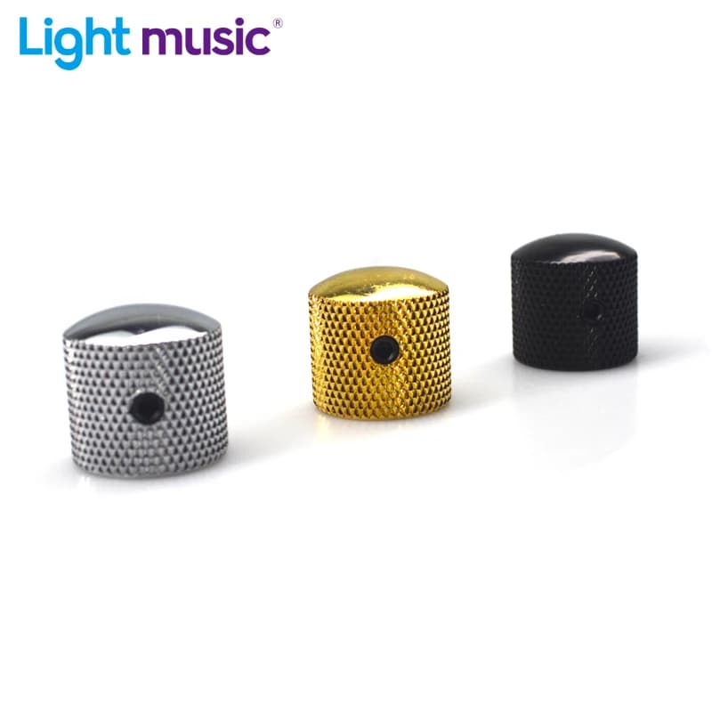 Bouton de Volume de tonalité de guitare en métal, 2 pièces, potentiomètre, capuchon de chapeau, grandes pièces de guitare, bouton poussoir avec trou, accessoires de guitare