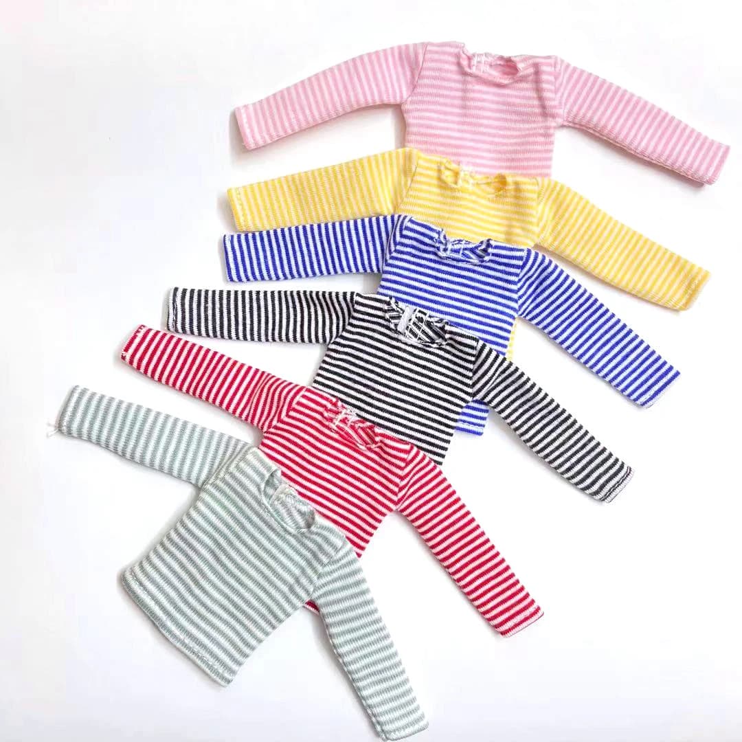 T-shirt manches longues rayé en coton pour poupée, vêtements, accessoires, 1 pièce, pour Pullip Blyth 1/6