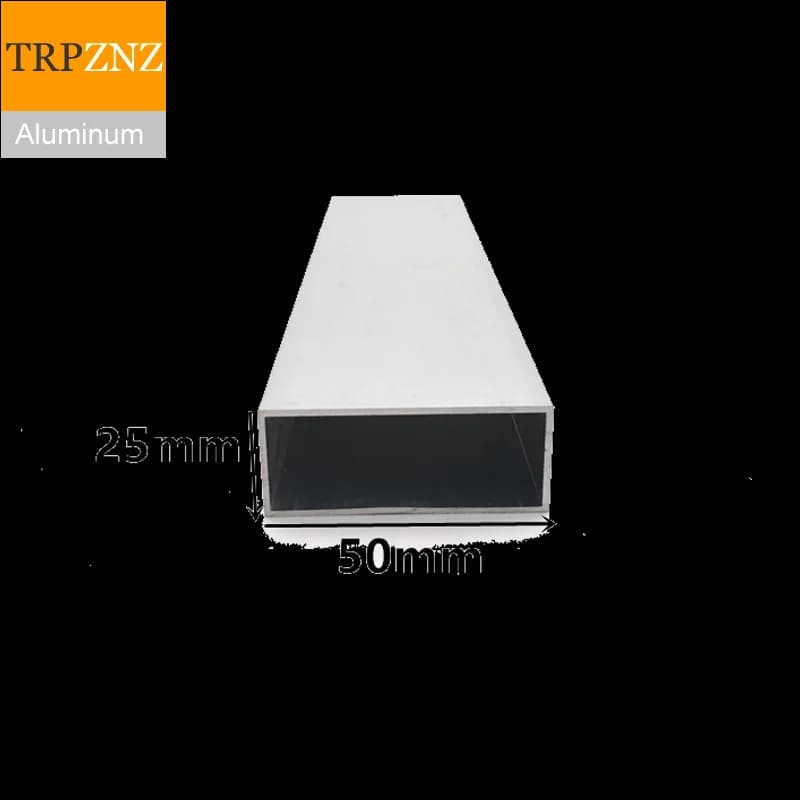 Profilé en aluminium rectangulaire 25x50mm, épaisseur 1mm 2mm 3mm, tube carré en aluminium 6063, profilé en aluminium pour la décoration