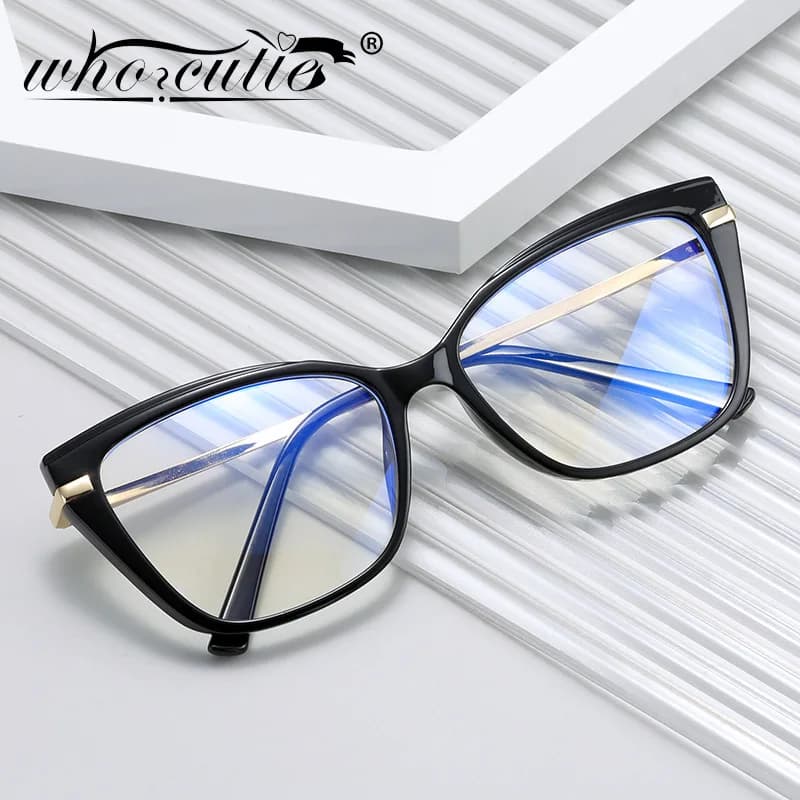 Lunettes anti-lumière bleue pour hommes et femmes, nouvelle mode, Design de marque, cadre optique œil de chat, lentilles claires sans Prescription, S495