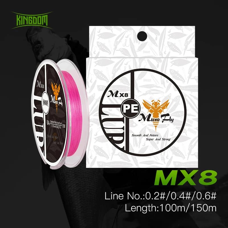 Ligne de pêche Kingdom 100M 150M 0.2 # 0.4 # 0.6 # Ligne tressée PE 9 12LB, fil de pêche Multifilament Super puissant pour la pêche à la carpe