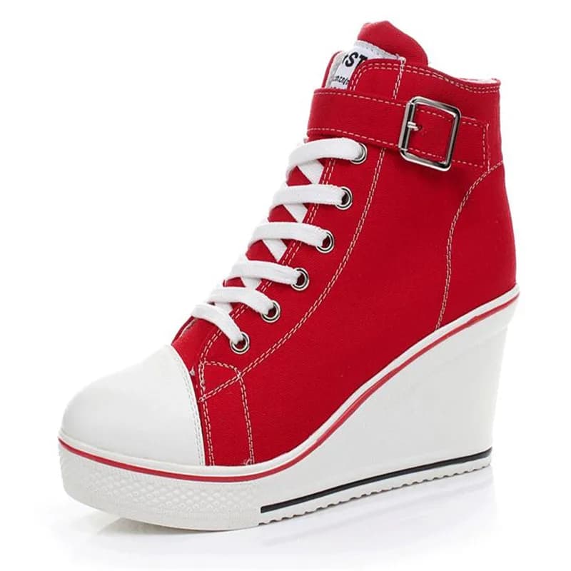 Chaussures en toile tendance pour femme, à talons compensés et plateforme haute, baskets décontractées, chaussures rehaussantes à talons hauts, Zapatos Mujer, Taille 35-43