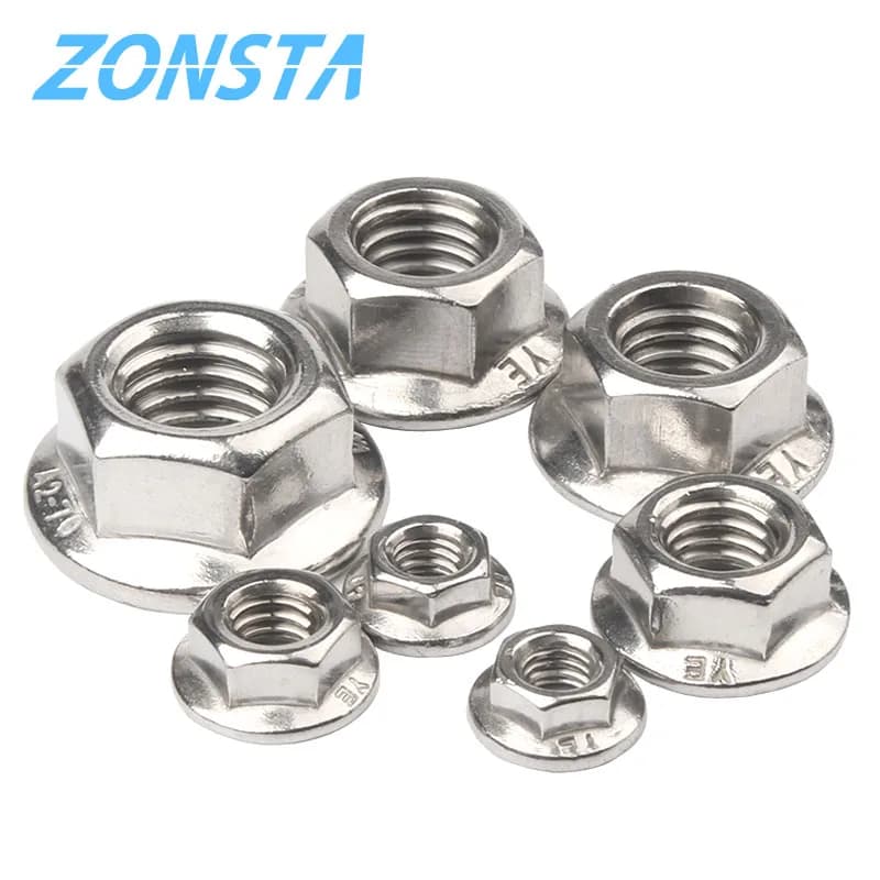 Écrous à bride hexagonale M3 M4 M5 M6 M8 M10 M12 M16 M20 en acier inoxydable 304, écrou à verrouillage automatique dentelé DIN6923 Spinlock