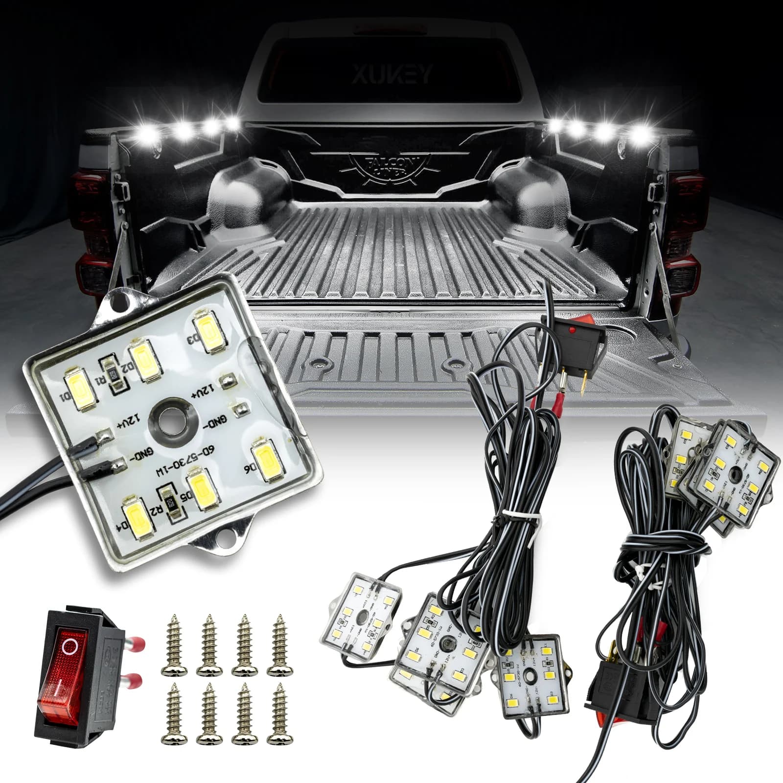 Kit de bande de lit étanche pour Toyota Hilux, Tundra Keepoma, câble d'extension d'interrupteur marche/arrêt, camion Cargo 514 Up, SUV, montres, bateau, 48LED