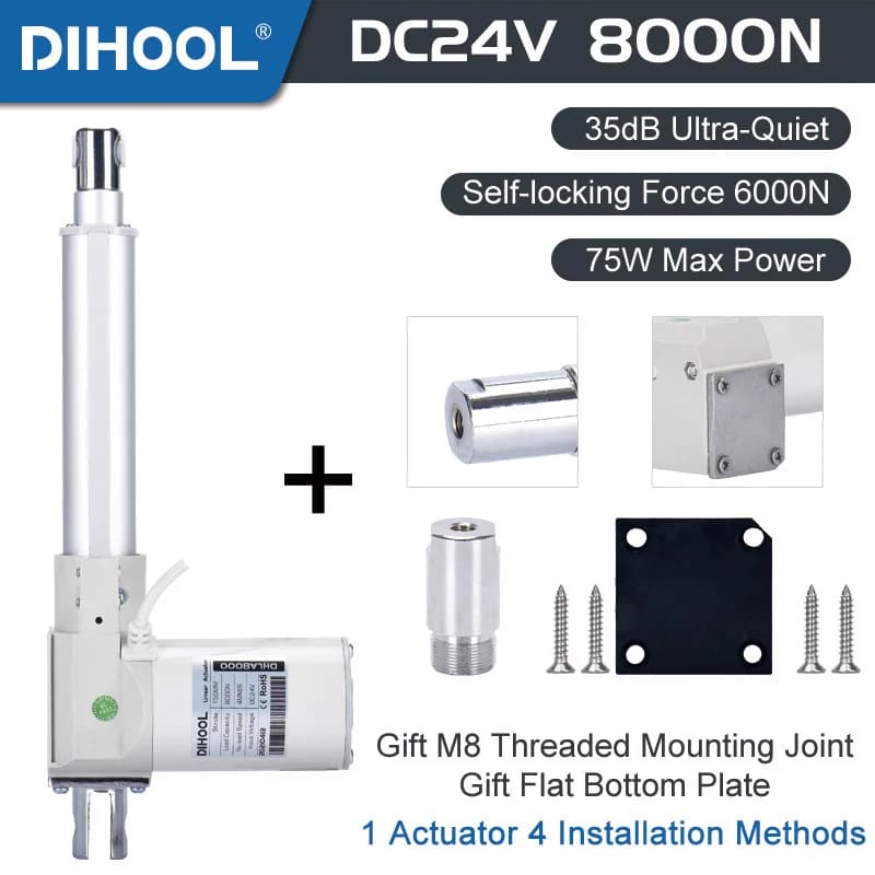 Contrôleur de Moteur Électrique DC24V, Actionneur Linéaire 8000N 3000N, 150mm 350mm 850mm 1000mm, Bras Mécanique de Course, Queue en Acier Inoxydable