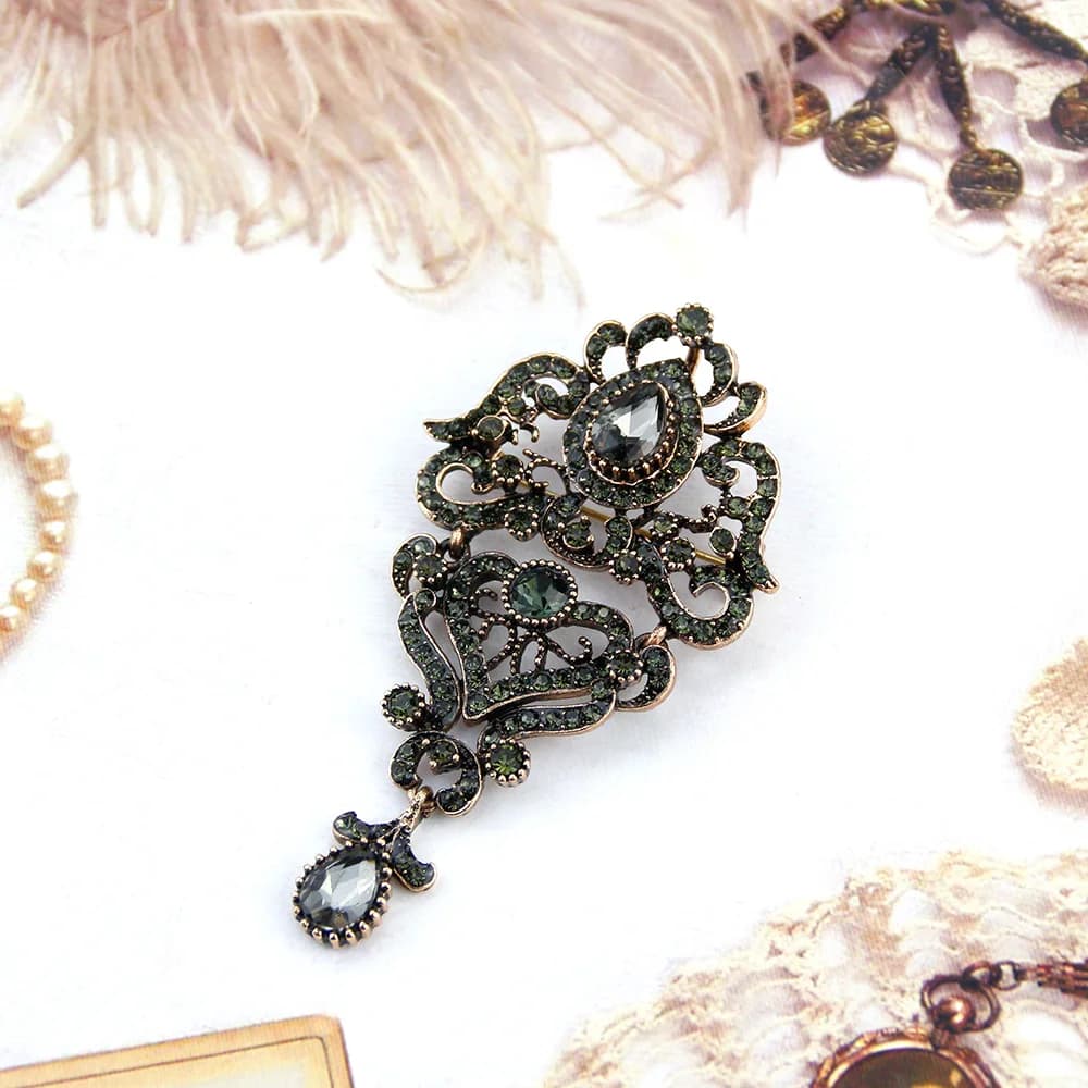 Sunspicems-Broche et pendentif en cristal gris arabe pour femmes, bijoux de caftan marocain à double usage, biscuits complet, bijoux de mariage turcs