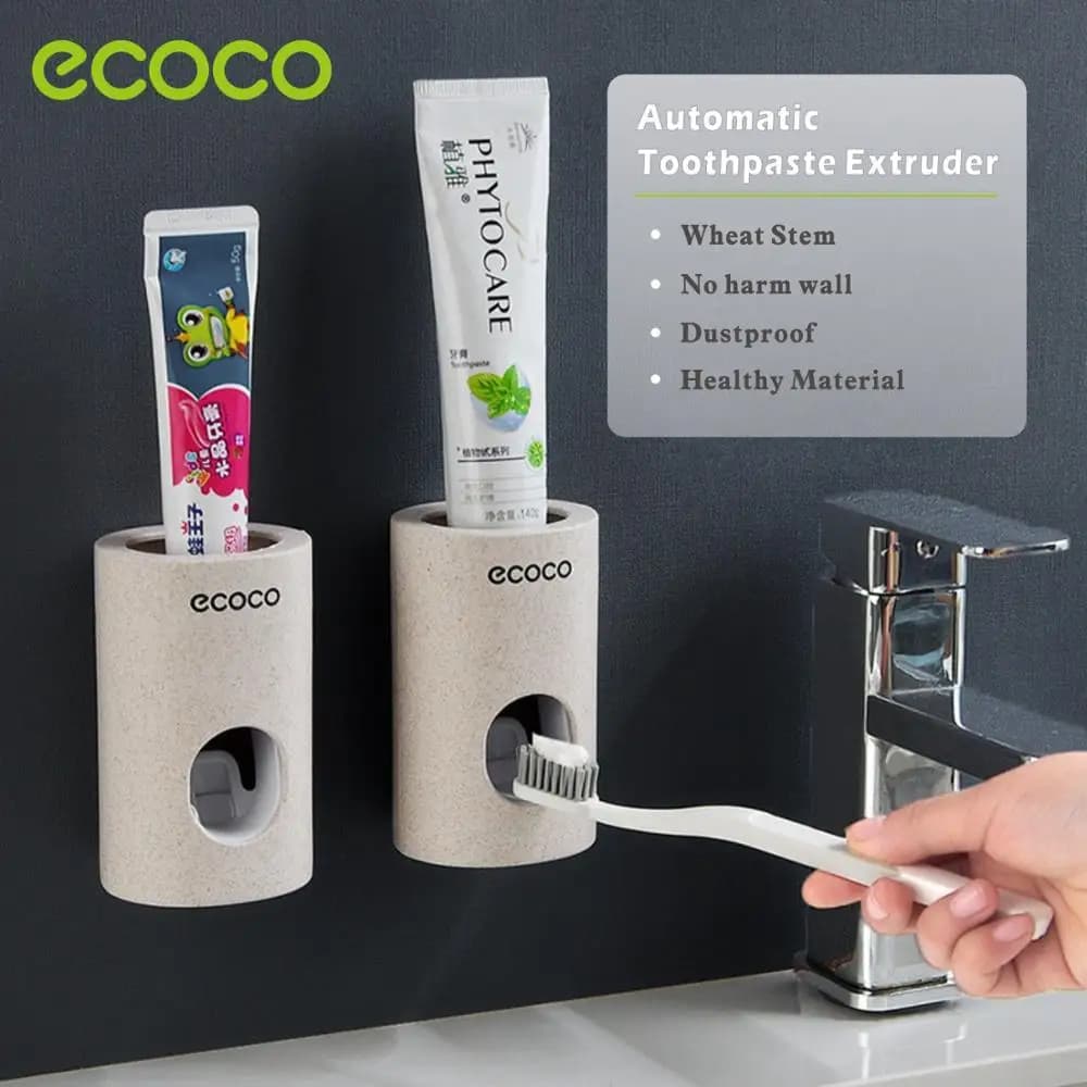 ECOCO-Distributeur automatique de dentifrice, presse-dentifrice anti-poussière, support mural, accessoires ménagers