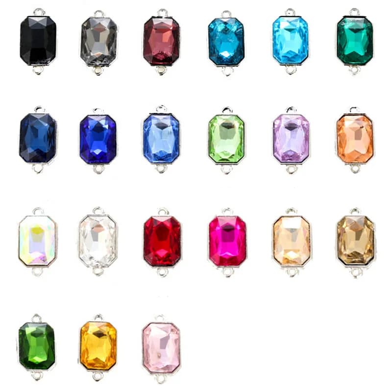 Connecteur rectangulaire en verre crista, breloques à Double trou pour bricolage, boucle d'oreille, collier, pendentif, accessoires de fabrication de bijoux, 10 pièces