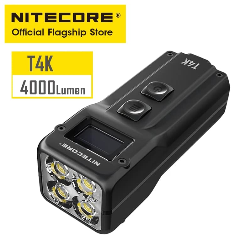 NITECORE T4K Porte-clés lampe de poche 4000 lumens portable super lumineux USB-C Charge d'urgence edc clé lampe avec batterie