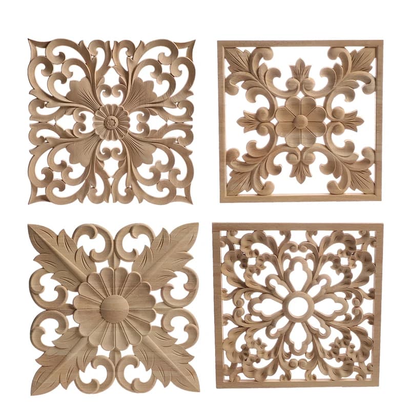 Moulures sur bois sculpture sur bois porte Onlay bois Applique bois décalcomanie Antique rétro moderne longues feuilles armoire en bois meubles coin