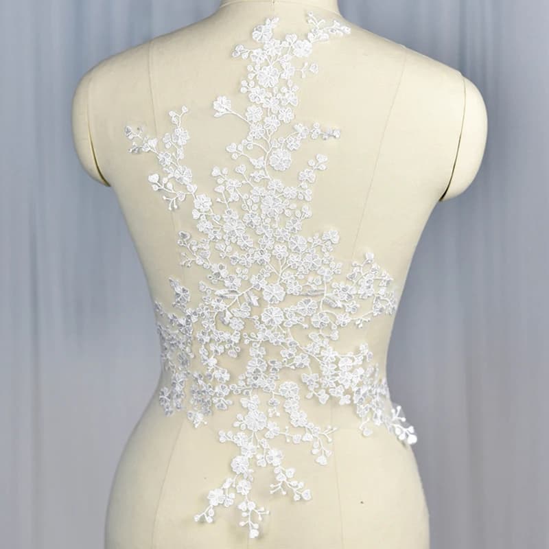 1 pièce de grande taille 52*28cm, patchs en dentelle blanc cassé, tissu en dentelle à fleurs, accessoires pour robe de mariée, applique en dentelle de Venise, scrapbooking