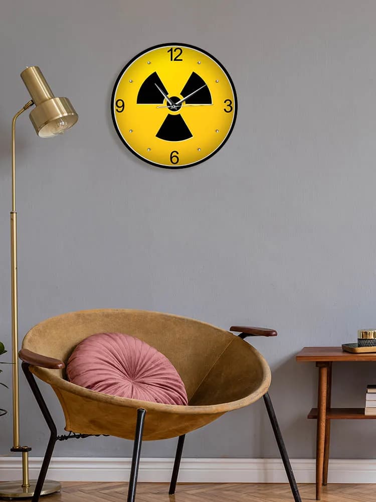 Horloge murale à Quartz silencieuse avec signe de rayonnement, montre suspendue avec Logo de Danger, horloge à symboles atomiques, cadeau de technologie à rayon X