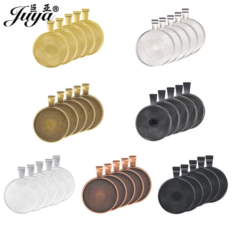 50 pièces 20/25/30mm Cabochon pendentif Base réglage breloques plateau vierge lunette pour collier fait porte-clés bijoux à bricoler soi-même composants artisanat