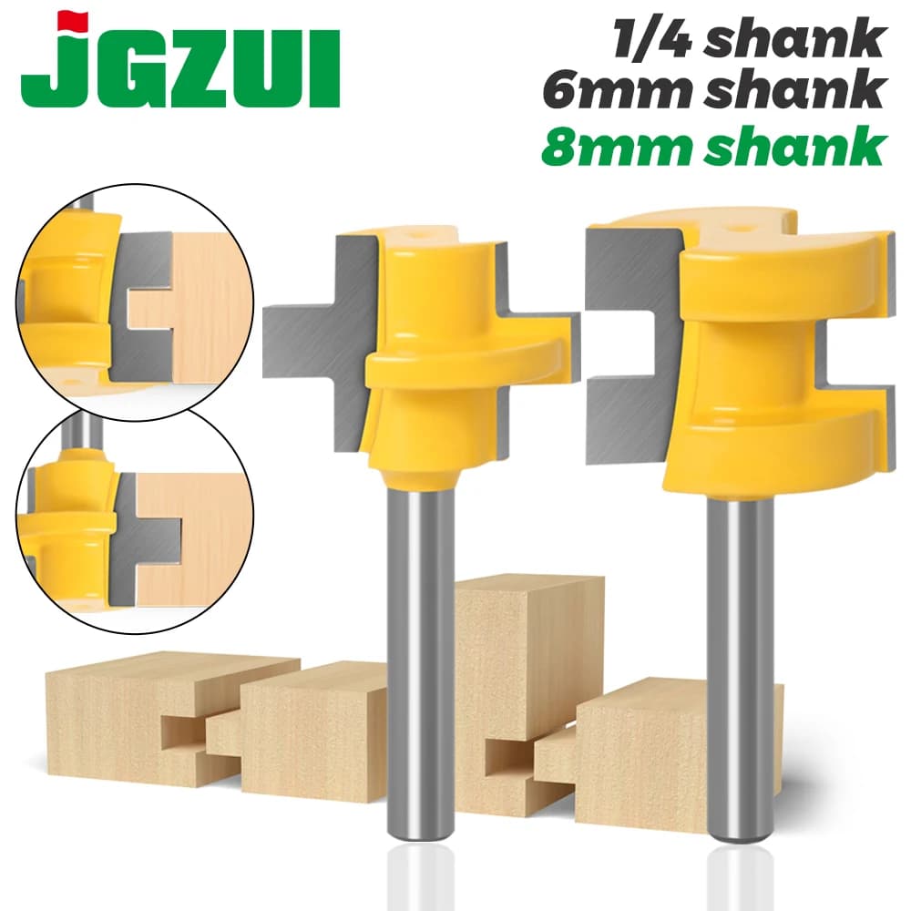 Lot de 2 mini fraises à rainurer et à rainurer croisée - Couteau à rainurer de 1/4'' (6mm, 8mm) pour le travail du bois, fraise à tenon pour outils de menuiserie