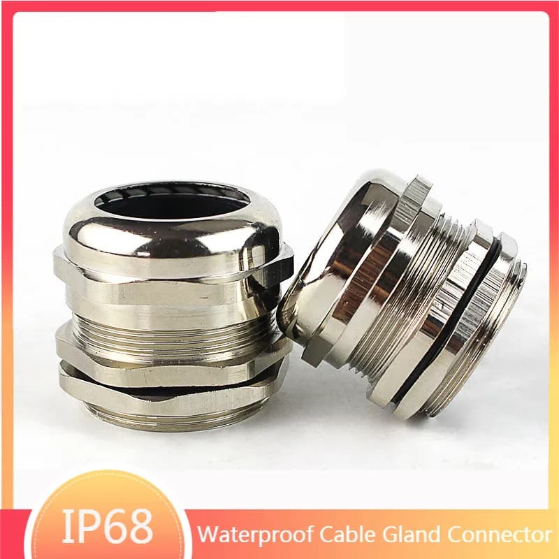 Connecteur de Presse-étoupe Étanche IP68 en Laiton Nickelé, Structure de Raccordement de Câble Métrique M10 M12 M18 M20 M25 M30 M32