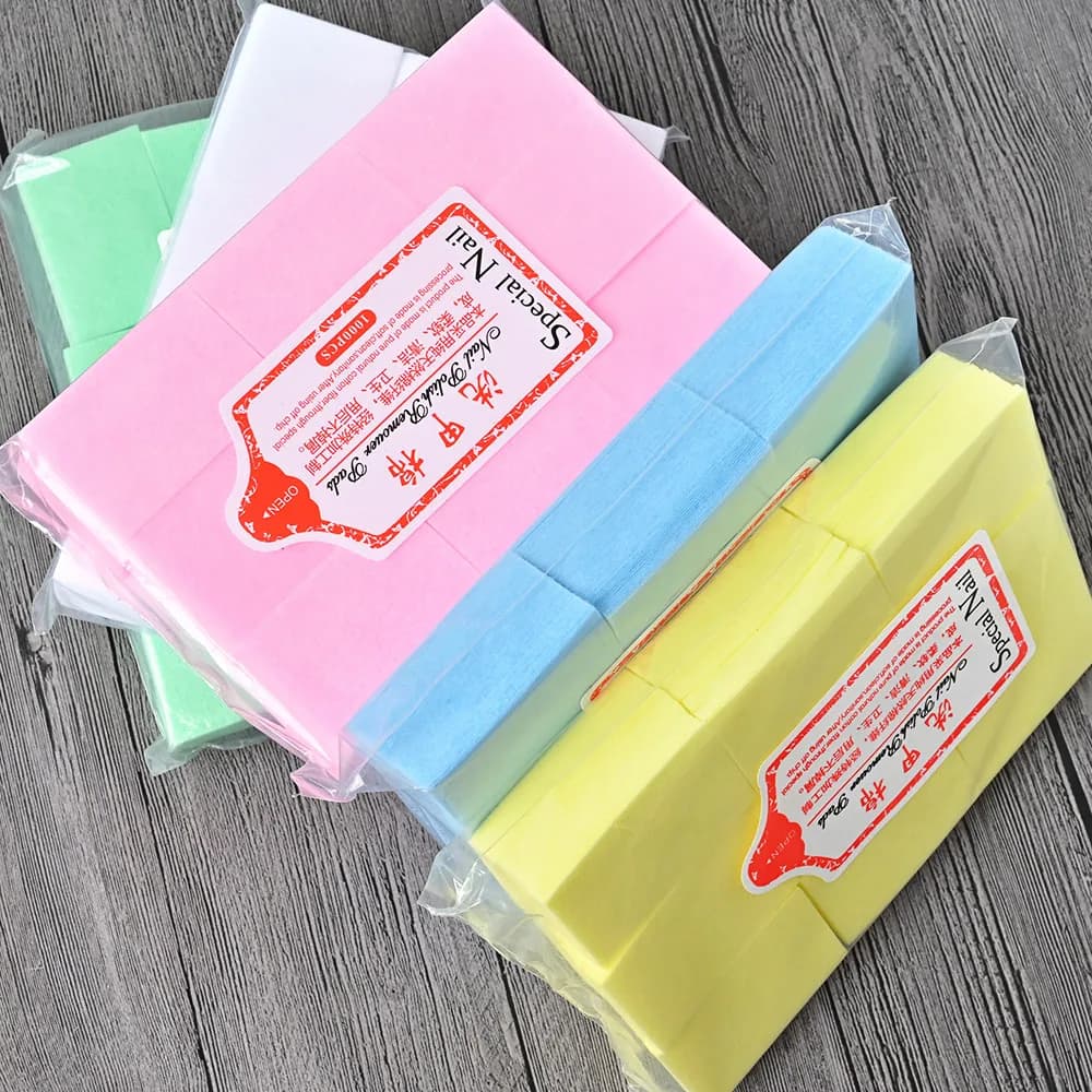 Papier non pelucheux pour ongles, 600 pièces/lot, tissu en fibre de coton, 5 couleurs, tampon nettoyant N64.Art, dissolvant de coton pour vernis, essuie-glace C #13