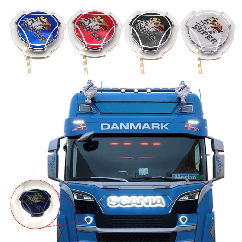 Insigne d'emblème de calandre avant de camion, logo Griffin SUPollWord, bandes d'éclairage LED blanches 24V, adapté pour Scania, 1x