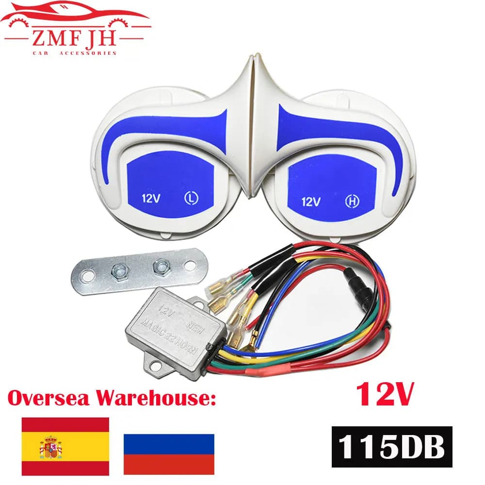 Klaxon d'escargot électrique pour moto et voiture, super 115 DB, train, camions, style de voiture, 12V, son de portée, accessoires, 2 pièces