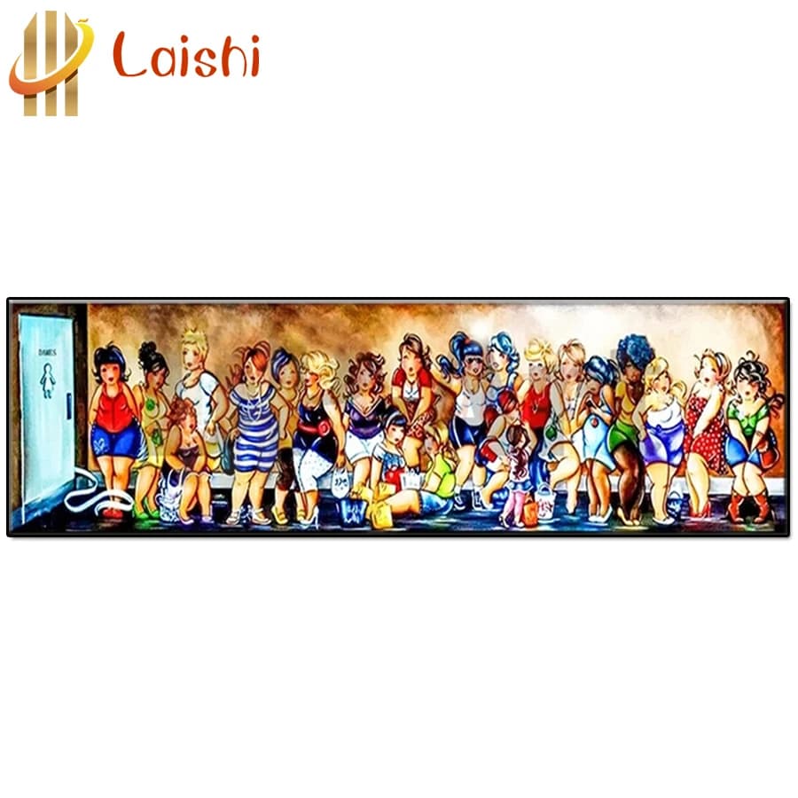 Peinture de diamant de femmes de bande dessinée, art mural de mosaïque de point de croix de cristal de diamant, image de femmes de grosse dames se rassemblent, 5D plein carré et rond
