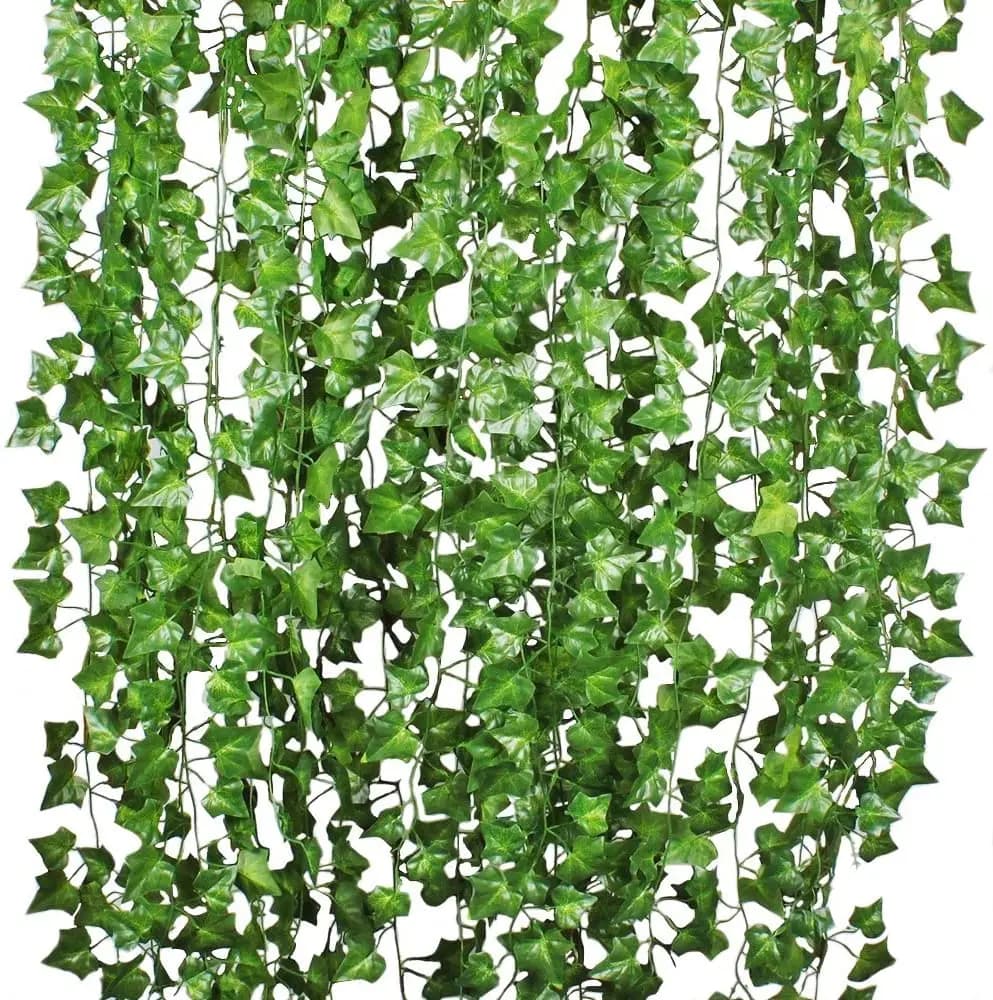 Guirxiété de Faux Feuillage, Plantes Artificielles de Lierre et Cuir oral elu, Décoration Murale de Maison, Cuisine, Jardin, Bureau, Mariage, 12 Brins